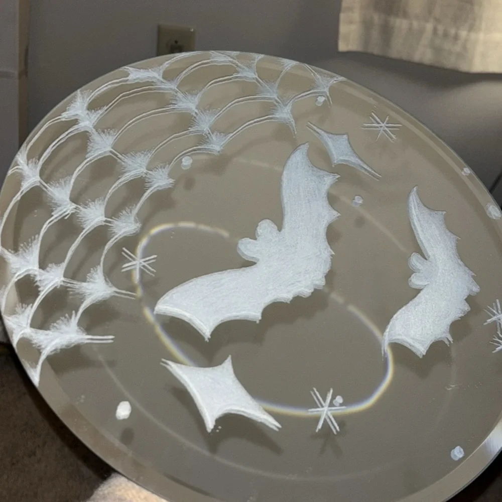 Mirror hand etched